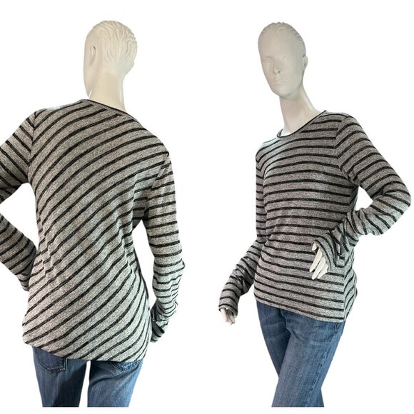 rag & bone Tops - Rag & Bone Striped Slim Long-Sleeve Crewneck Top Directional Stripes Size L